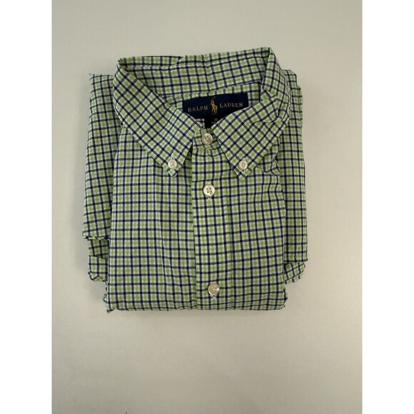 Ralph Lauren Shirt Boys XL 18-20 Blue Green Gingham Long Sleeve Button Down chur - Picture 8 of 11